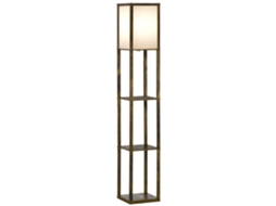 Luminária de prateleira, 26x26x160cm, 3 prateleiras, MDF, branco e marrom | S/MARCA