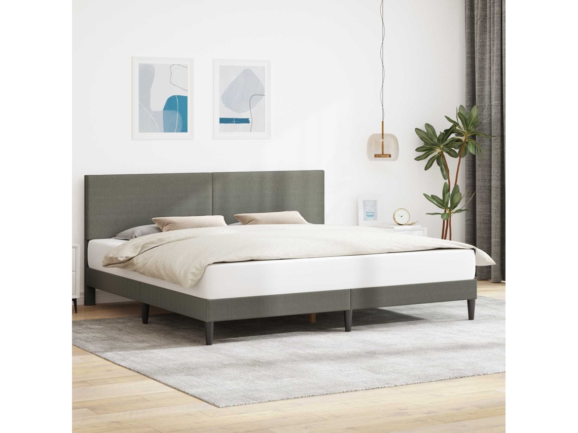 Vidaxl Estrutura Da Cama Com Cabeceira Cinzento-claro 180 X 200 Cm