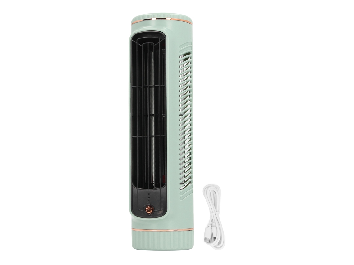 Ventilador de Mesa Sem Pás Resfriador 3 Velocidades Silencioso Recarregável para Quarto Escritório Verde
