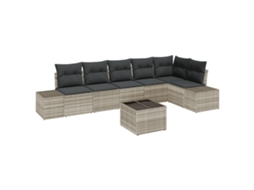 Conjunto 7 De Sofá De Jardim De Vidaxl Com Travesseiros Cinza Rattan Pe
