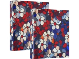 Flores De Vidro Vermelhas E Azuis Com Argolas Redondas 3, 8cm 1 2 Polegada E Prancheta, Pacote Com 1 2 De Fichários