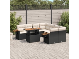 Vidaxl 9 Pcs Conjunto De Sofás P/ Jardim C/ Almofadões Vime Pe Preto