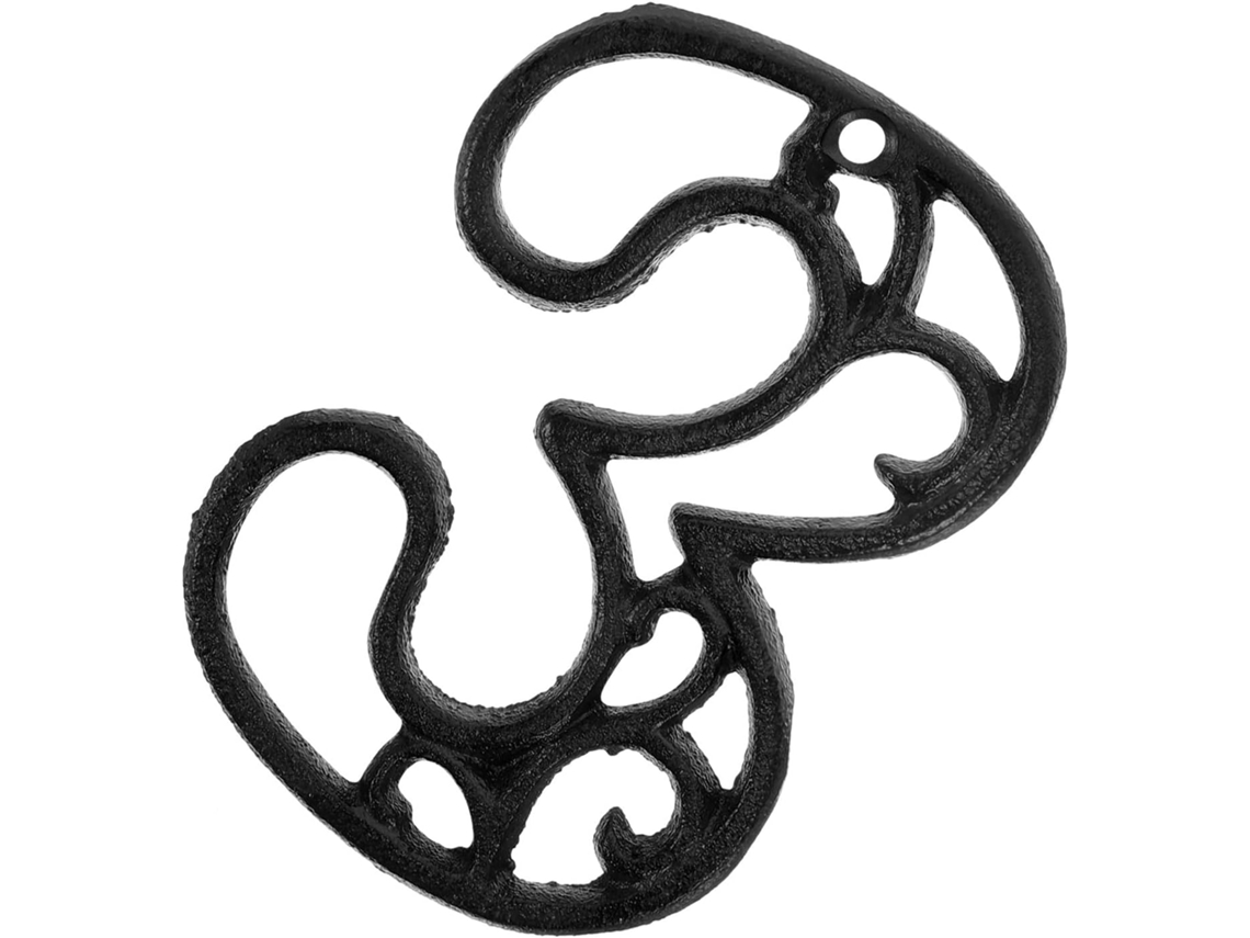 Número de parede decorativo em ferro fundido, branco, preto, resistente à ferrugem, para caixas de correio e residências.
