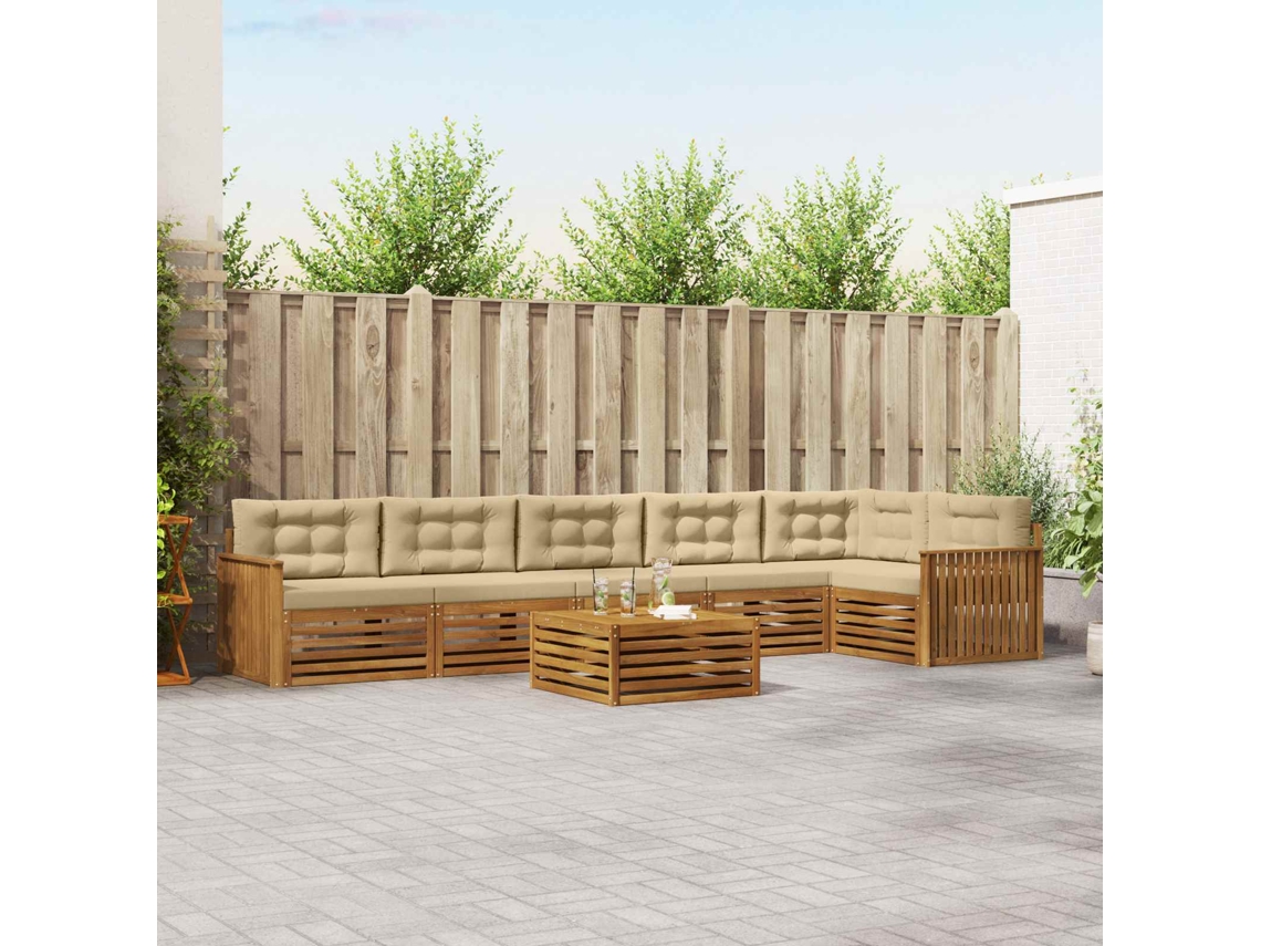 Vidaxl Conjunto De Sofás Para Exterior 7 Pcs Natural E Bege