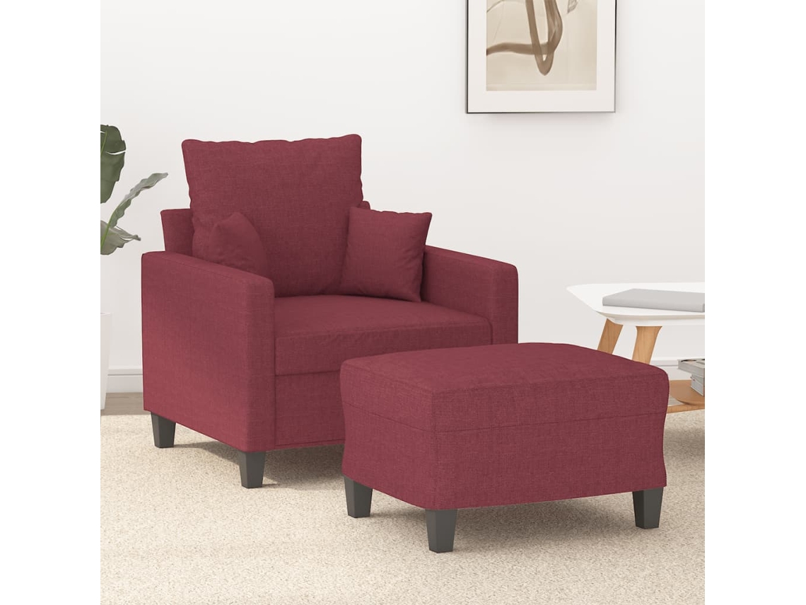 Vidaxl Poltrona Com Apoio De Pés 60 Cm Tecido Vermelho Tinto