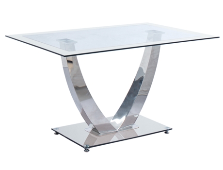 Mesa de Jantar Dubai Cristal Branco / Cromado. CENTRO DE MÓVEIS