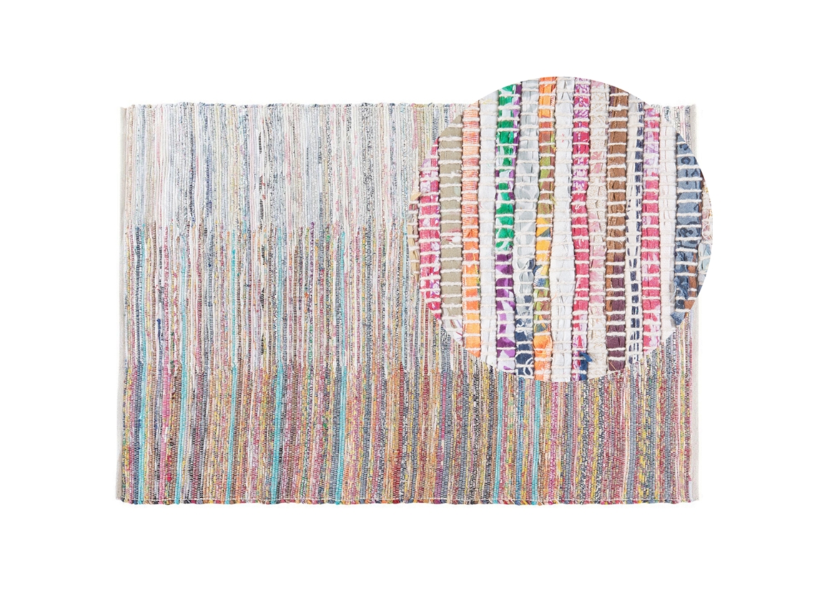 Tapete retangular colorido BELIANI Mersin de Algodão Multicolor 140x200