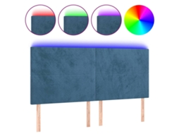Cabeceira com luzes led VIDAXL Azul Veludo (160x5x118/128 cm)