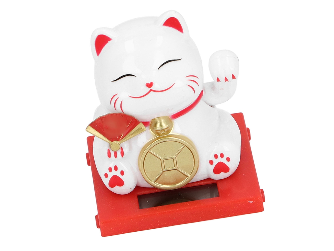 Gato da sorte solar de 2 polegadas com caixa transparente, braço móvel, decoração para casa, escritório e mesa, branco 2026 Store