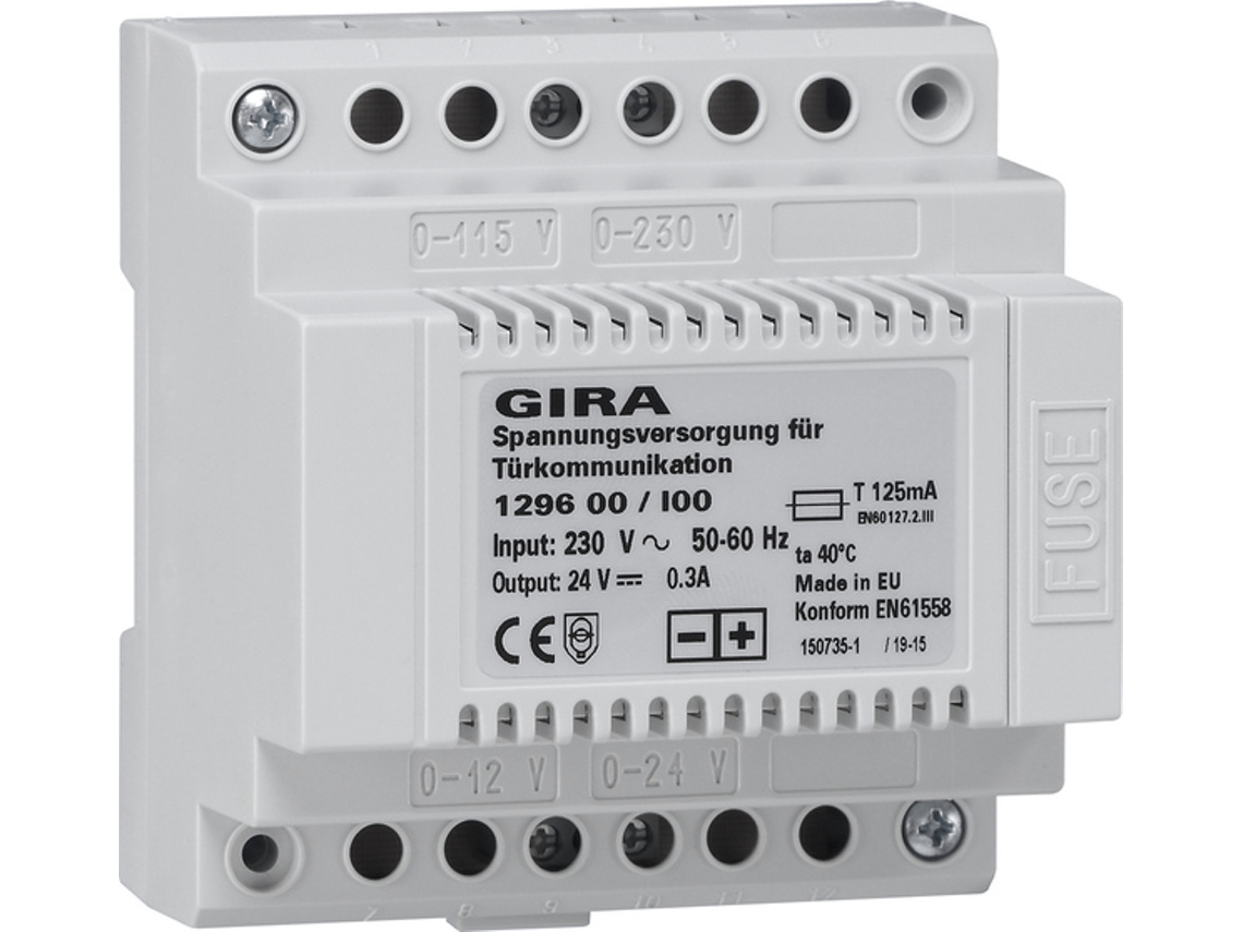 1296 00 Versorgungsnetztransformator Grau Gira (129600)