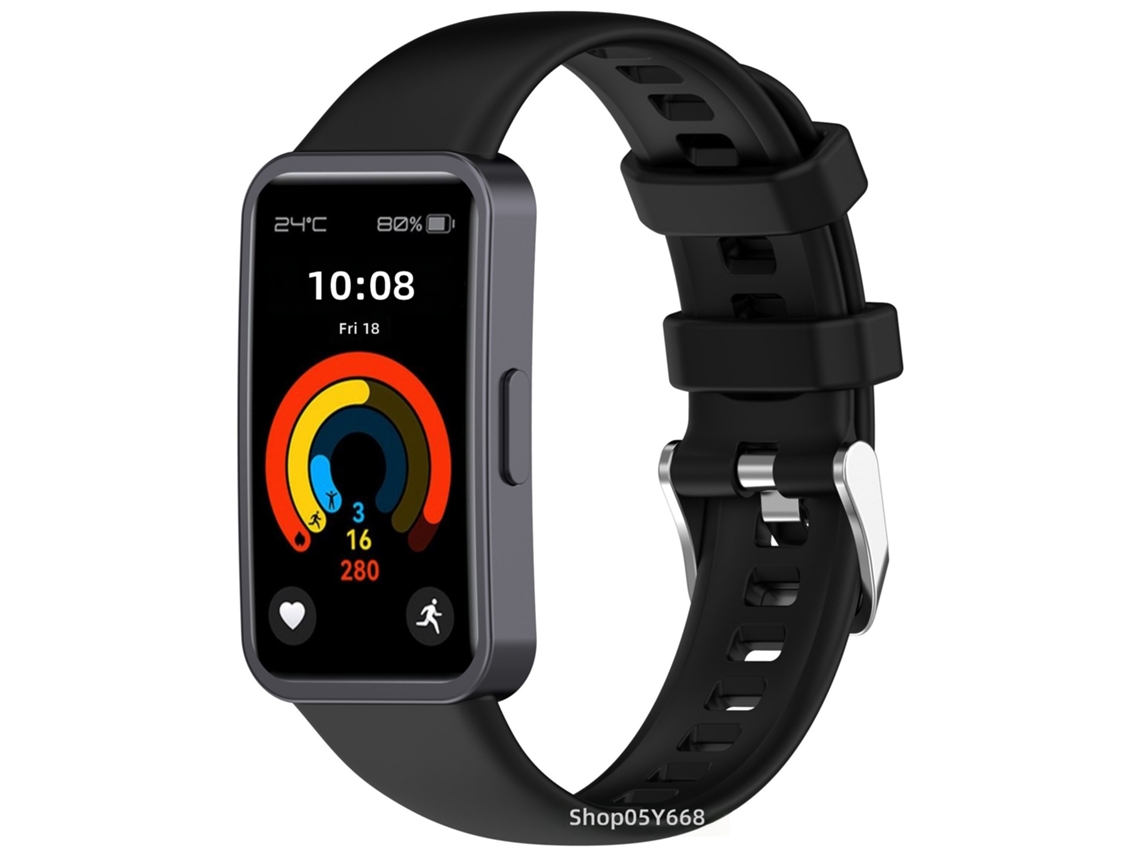 Pulseira de Silicone Compatível com Huawei Band 10/9/8, Fivela Prateada CHABERLU