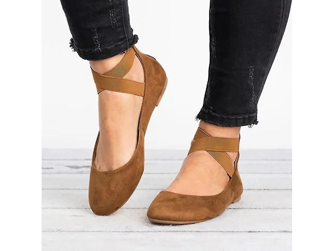 2026 zapatos de Danza Ballet para Mujer com Cinta Cruzada no Tornozelo e Sola Plana