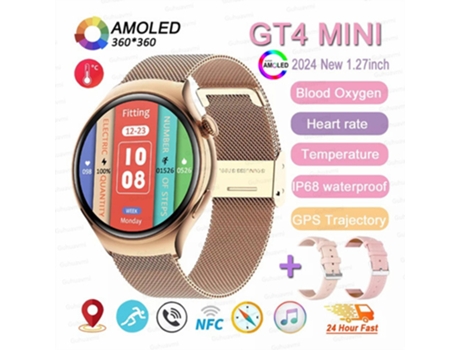 Smartwatch Timovo® Relógio Inteligente Feminino Rastreador Gps 1.27 Polegadas Tela Amoled Chamada Bluetooth À Prova D Água Ouro