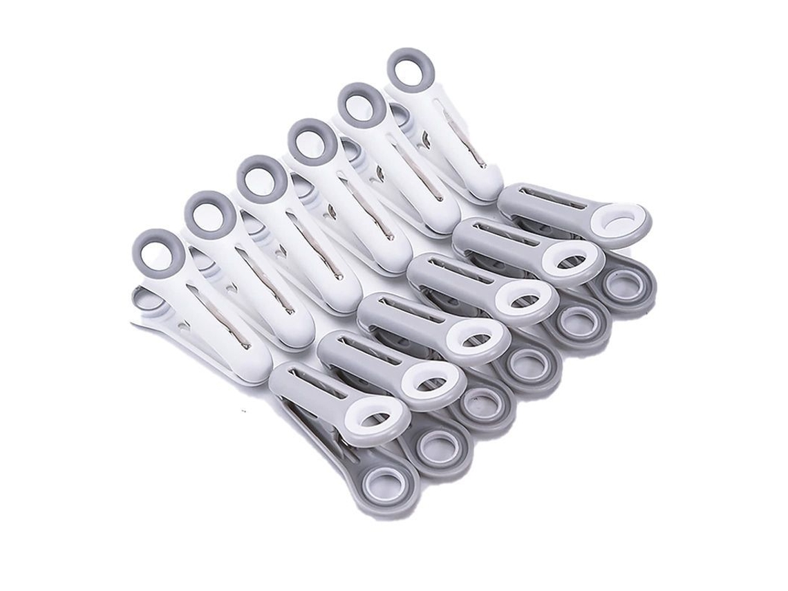 2026 12 Pinças de Roupa de Plástico Forte, Clips para Lavanderia com Mola de Aço Inoxidável, Multiusos