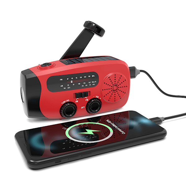 Rádio De Manivela Com Células Solares, Lanterna E Bateria Externa De 2000mah. Brilvibera