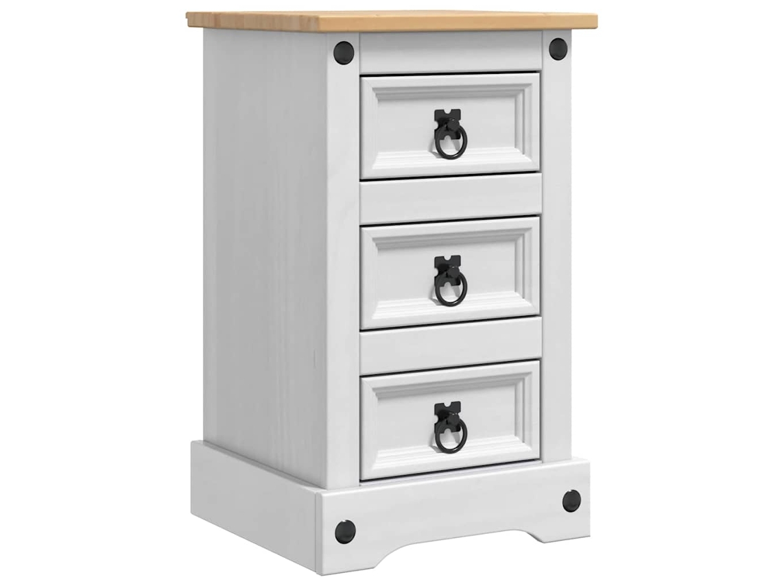 Conjunto 1 Mesa-de-cabeceira Vidaxl Branco Madeira De Pinho Maciça (35 X 32,5 X 58 Cm)
