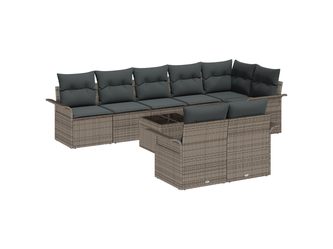Conjunto 9 Conjunto De Sofá De Jardim Vidaxl Cinzento Vime Pe (297,5 X 132,5 X 69 Cm)