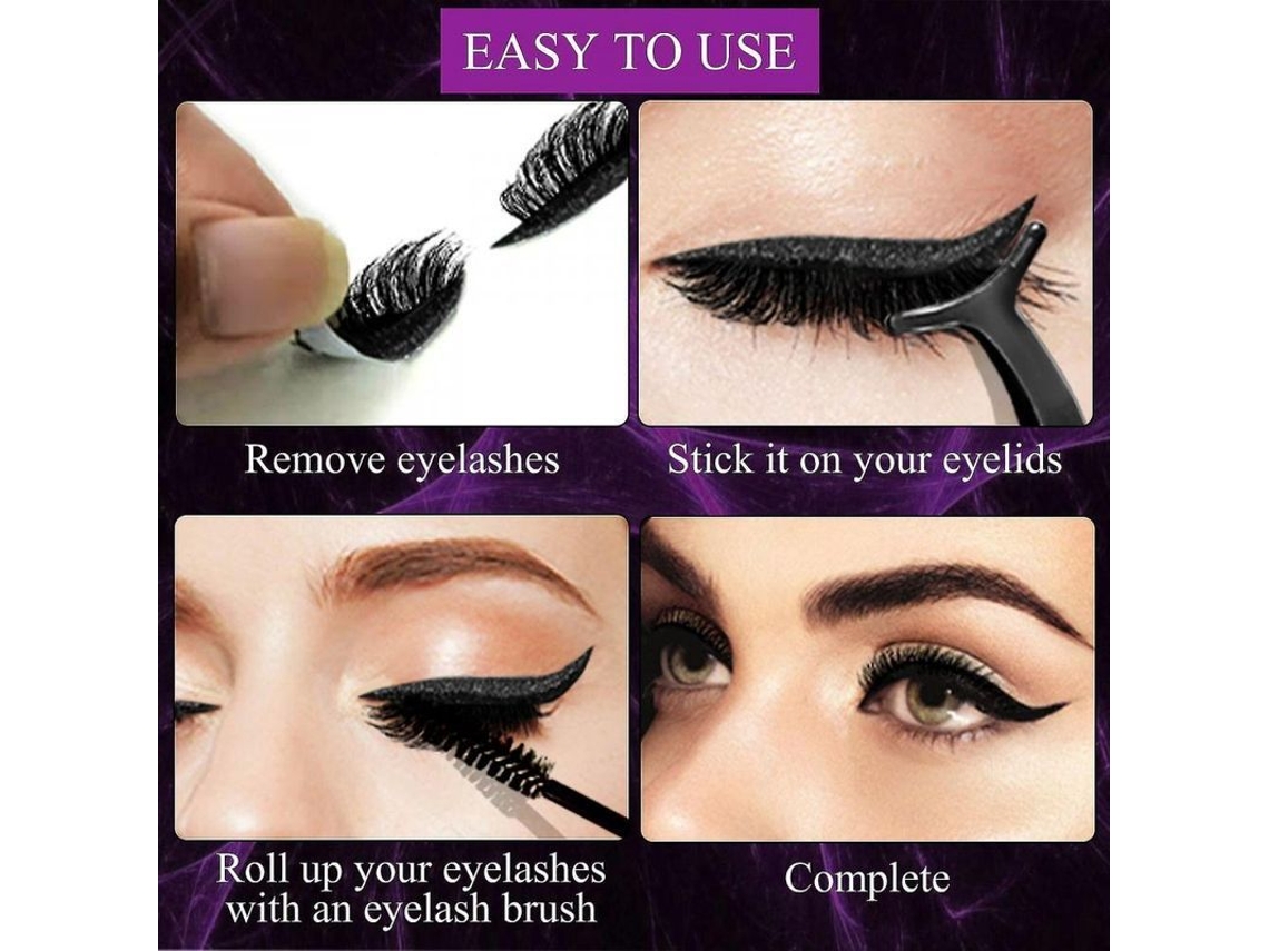 Conjunto de Cílios Sem Cola Preto Autoadesivo Curvado Adesivos de Maquiagem para Olhos Cmb