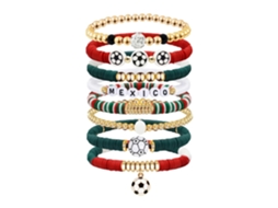 Pulseira Feminina para o Dia do Jogo, Pulseira Elástica de Futebol com Contas Empilháveis, Estilo 4. SIURN
