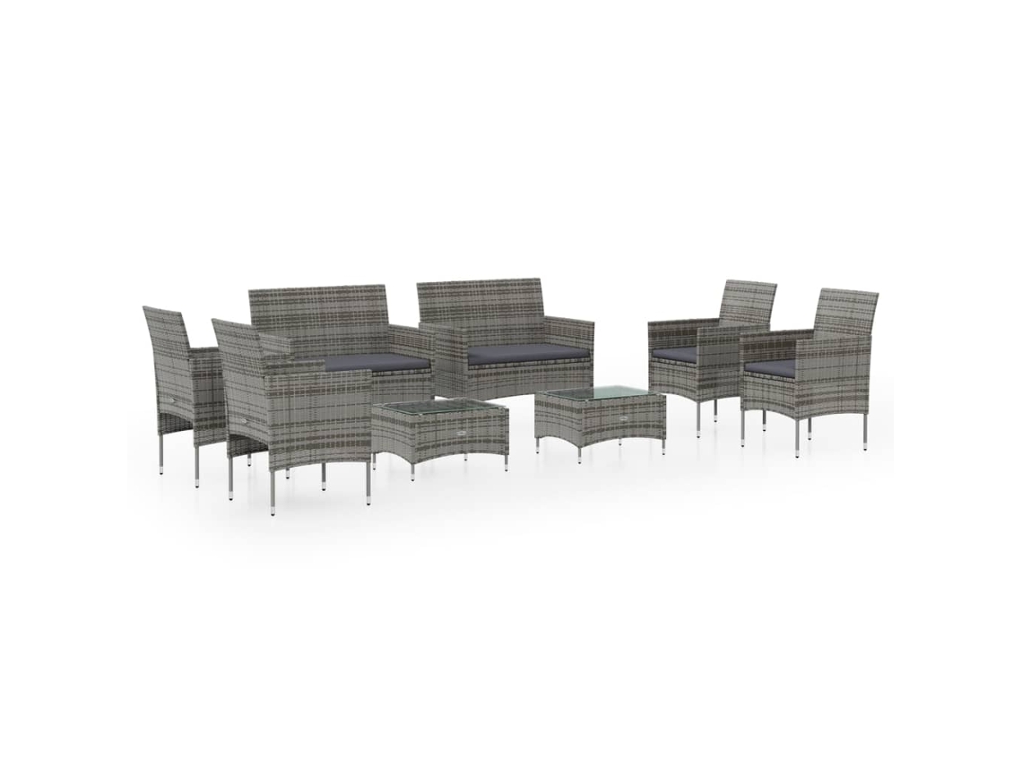 Maison Exclusive - 8 Pcs Conjunto Lounge De Jardim C/ Almofadões Vime Pe Cinzento
