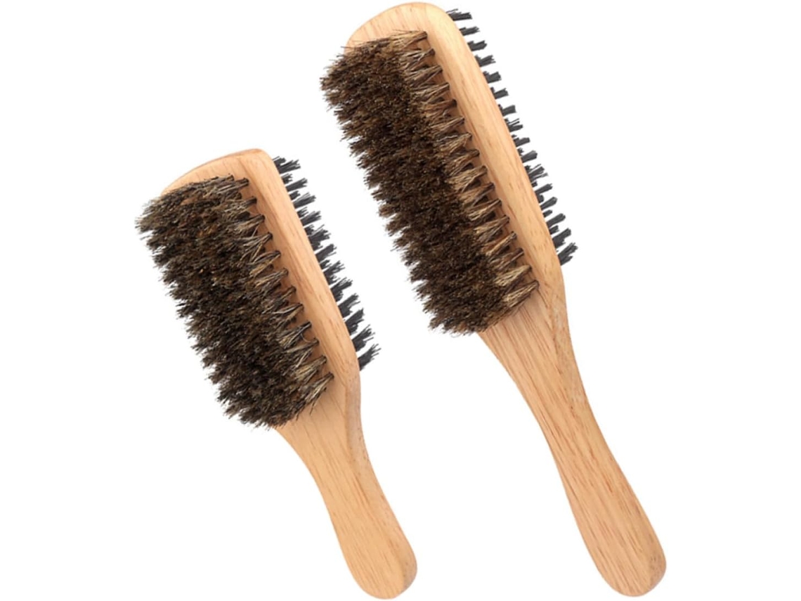 Escova De Cerdas Javali Dupla Face Doitool 2 Peças Para Homens, Escova Para Barba E Cabelo Limpeza