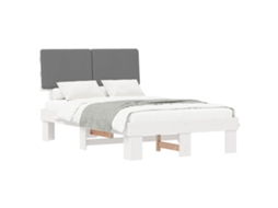 Estrutura de Cama com Cabeceira Estofada em Cinzento Claro MAISON EXCLUSIVE