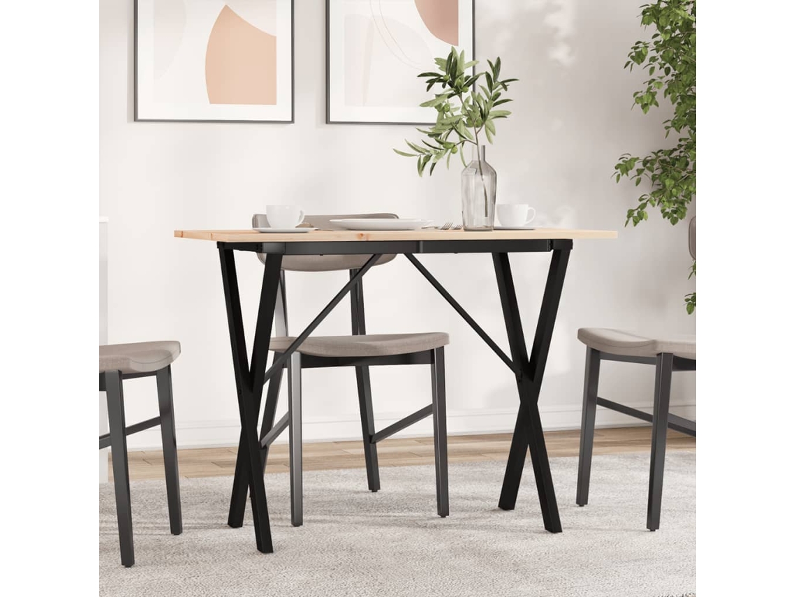 Vidaxl Mesa De Jantar Estrutura Em X 100x50x75cm Pinho E Aço