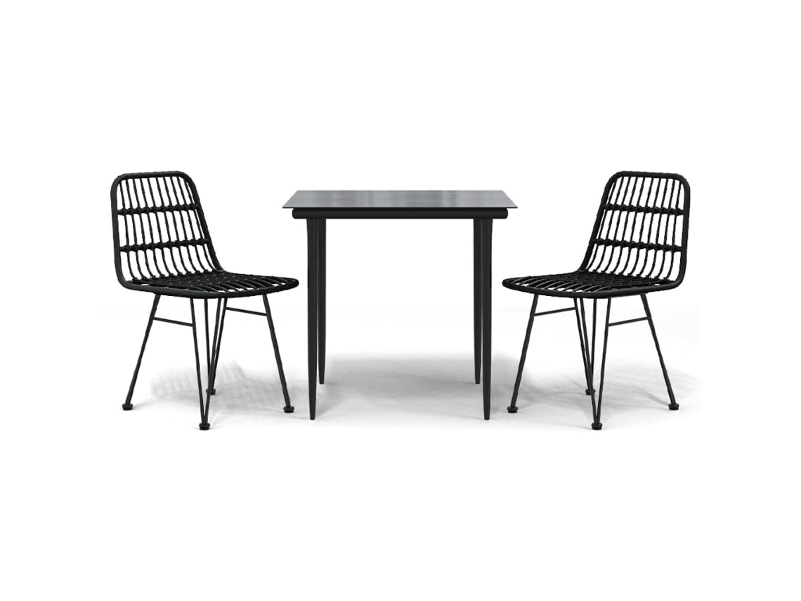 Maison Exclusive - 3 Pcs Conjunto De Jantar Para Jardim Vime Pe Preto