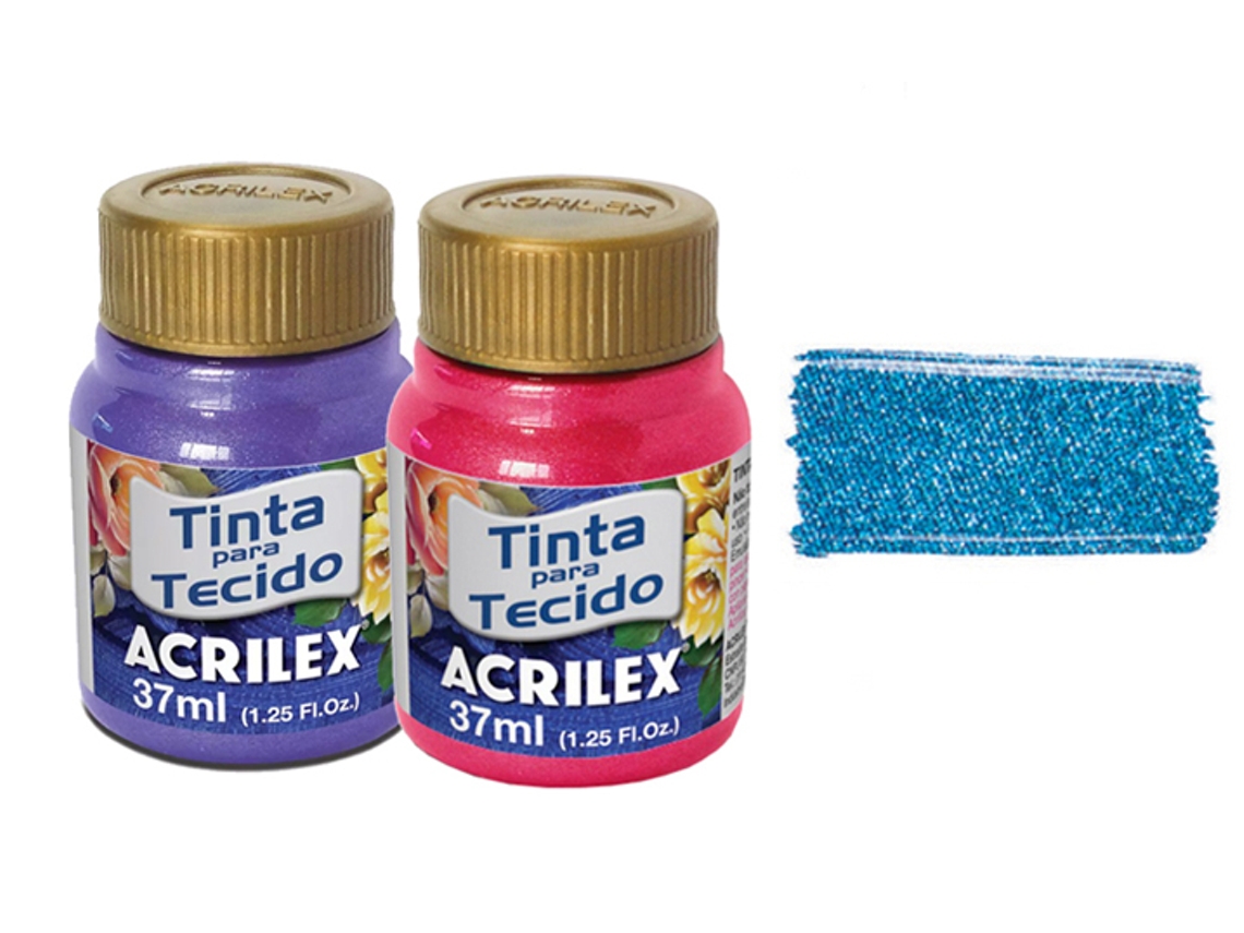 TINTA TECIDO 37ML METALICA AZUL 04340559 ACRILEX 