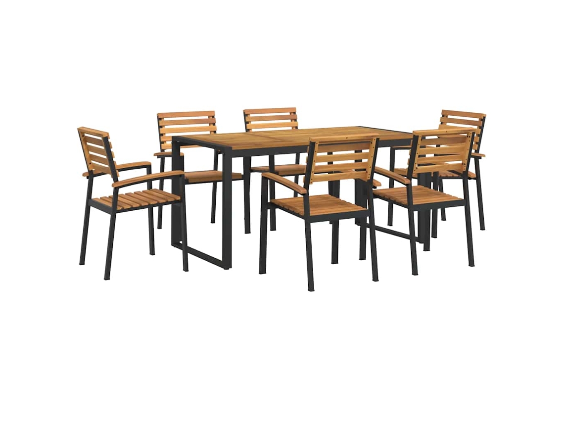 Maison Exclusive - Conj. Jantar P/ Jardim 7 Pcs Madeira De Acácia Maciça E Metal