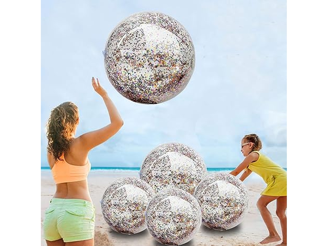 Pacote Com 5 Bolas De Praia, Gigantes Para Piscina, Confete Gigante E Glitter. -aquaforge