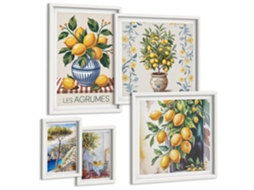 Galeria De Pinturas Murais Retratos De Pessoas, Padrões Coloridos, Família Moldura Branca Fotos Para O Escritório Espelharte (conjunto De 5 Imagens)