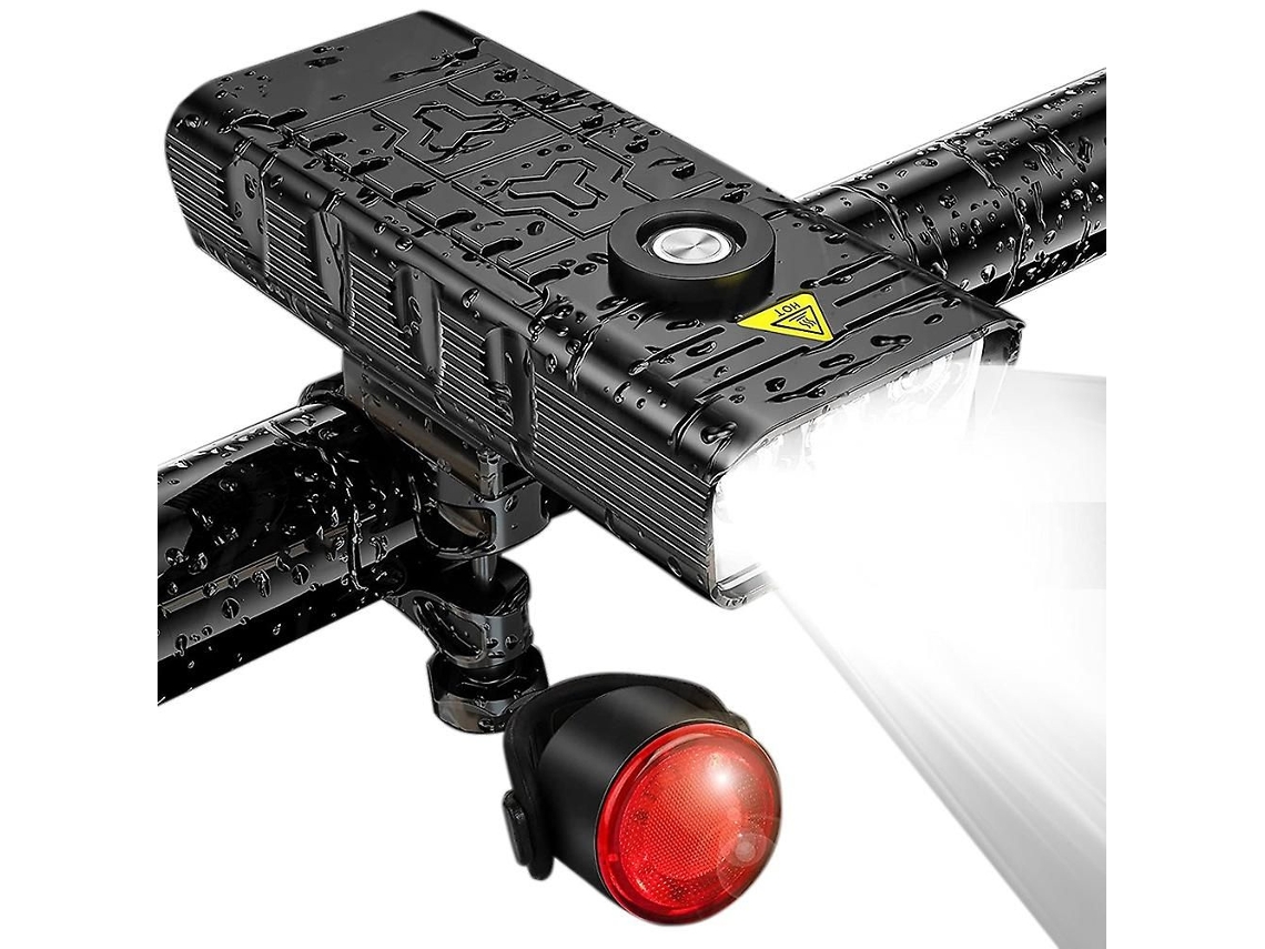 Farol de bicicleta potente de 7000 lúmens com 5 LEDs recarregável via USB e à prova d'água | S/MARCA