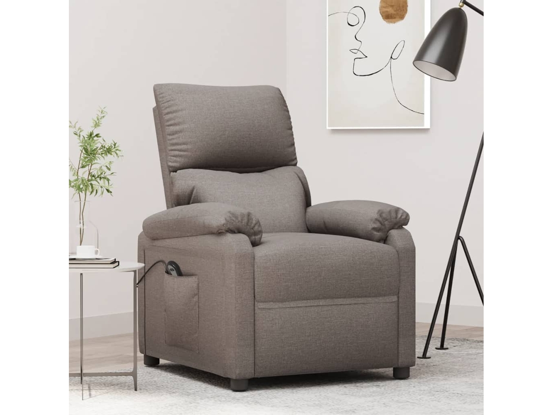 Vidaxl Poltrona Elétrica Reclinável Tecido Cinzento-acastanhado