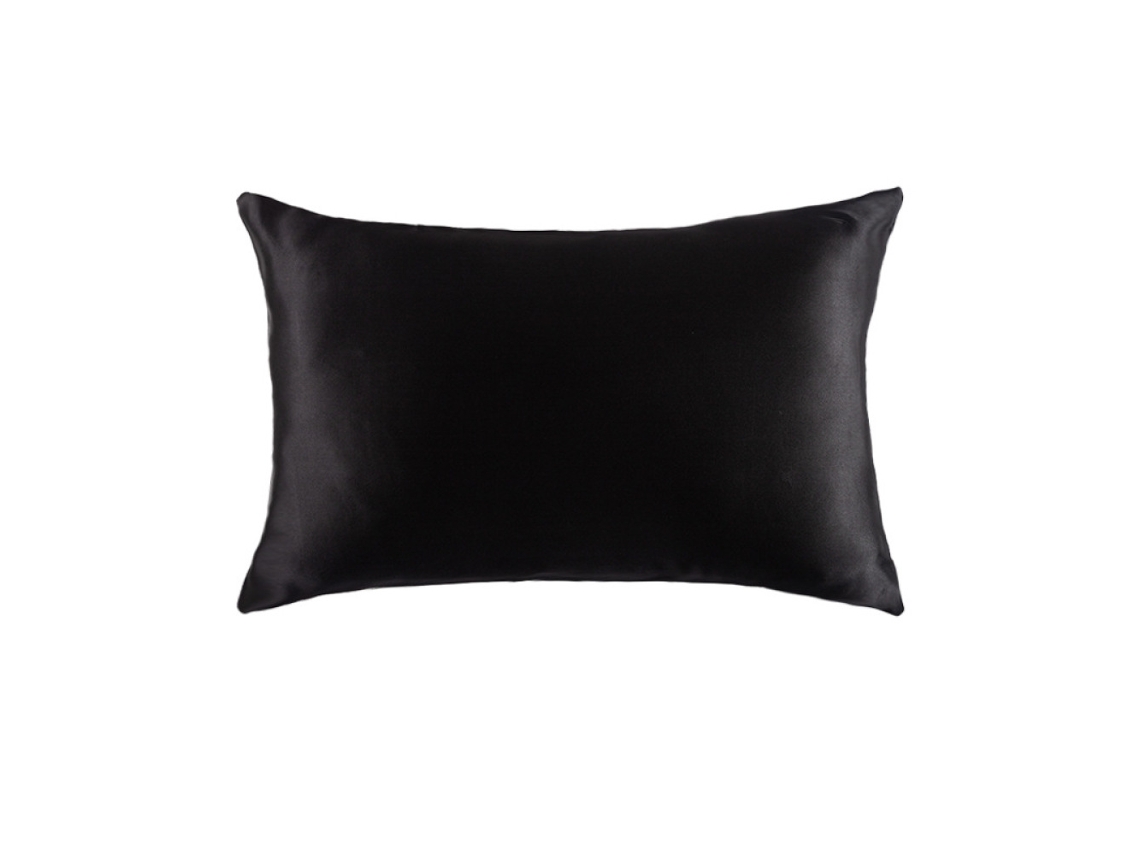 1 Fronha De Seda Dupla Face Com Zíper Invisível - Preta - 51x66cm (20x26 Polegadas)