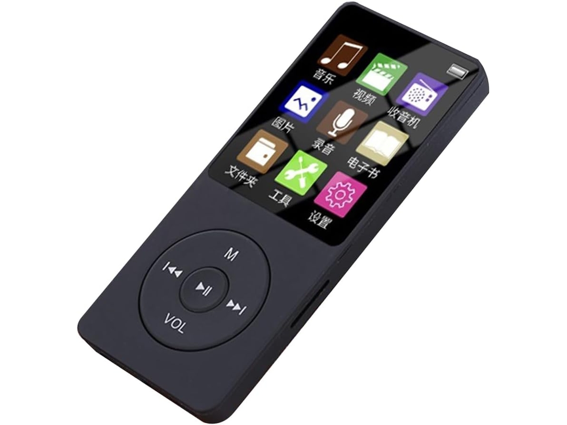 Leitor Bluetooth MP4/MP3 com tela de 160x120px, tamanho compacto para estudantes, entrada para cartão de 1,8", 64GB, reprodução de música fácil.