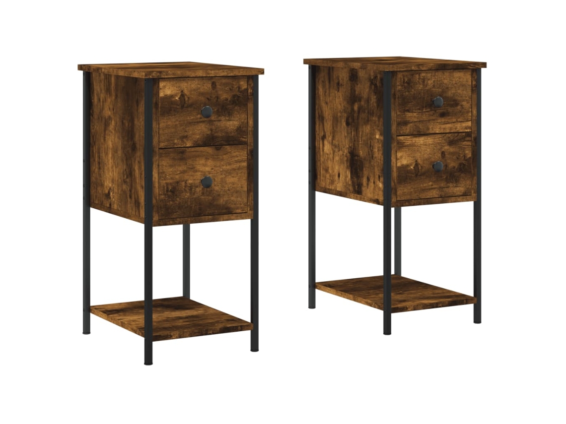 Conjunto de Mesas de Cabeceira 2pcs Derivados de Madeira Carvalho Fumado MAISON EXCLUSIVE
