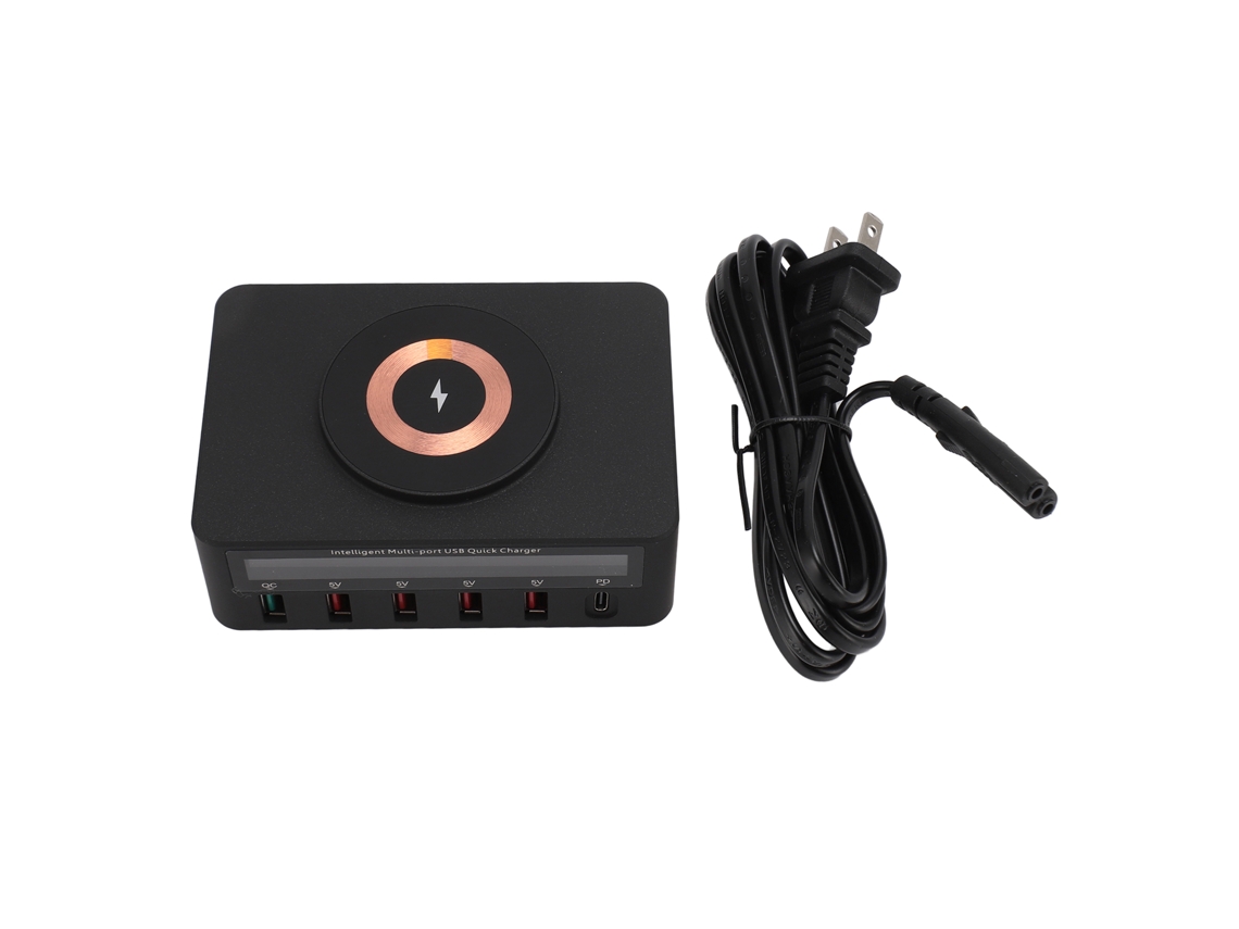 2026zentro-carregador Sem Fio Multi Dispositivo 6 Portas Com Display Digital 818m Magnético Pd100w Qc3.0 Us Plug