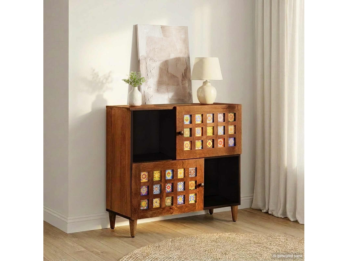 Vidaxl Buffet Nogueira 80 X 33 X 75 Cm Madeira De Manga Maciça