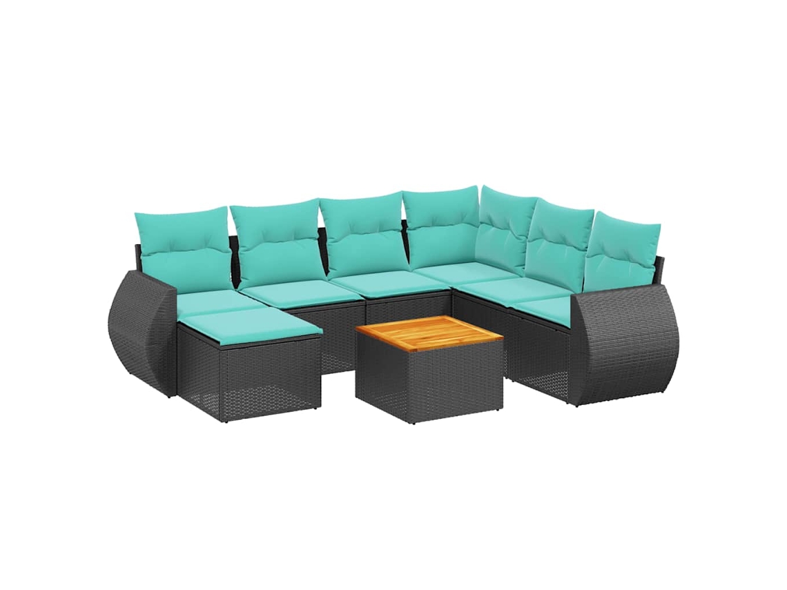 Conjunto de Sofá de Jardim, 9 Peças, Almofadas, Rattan Marrom MAISON EXCLUSIVE