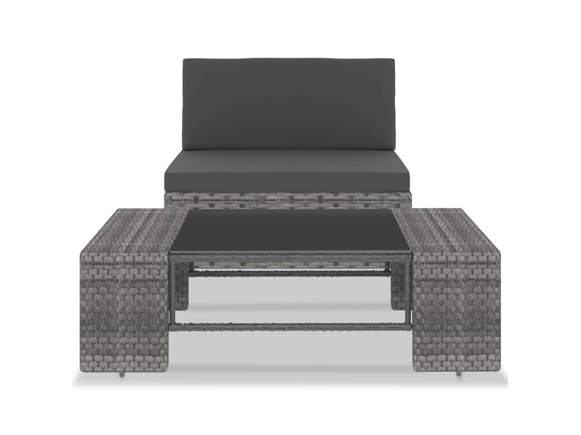 Maison Exclusive - 2 Pcs Conjunto Lounge De Jardim Vime Pe Cinzento