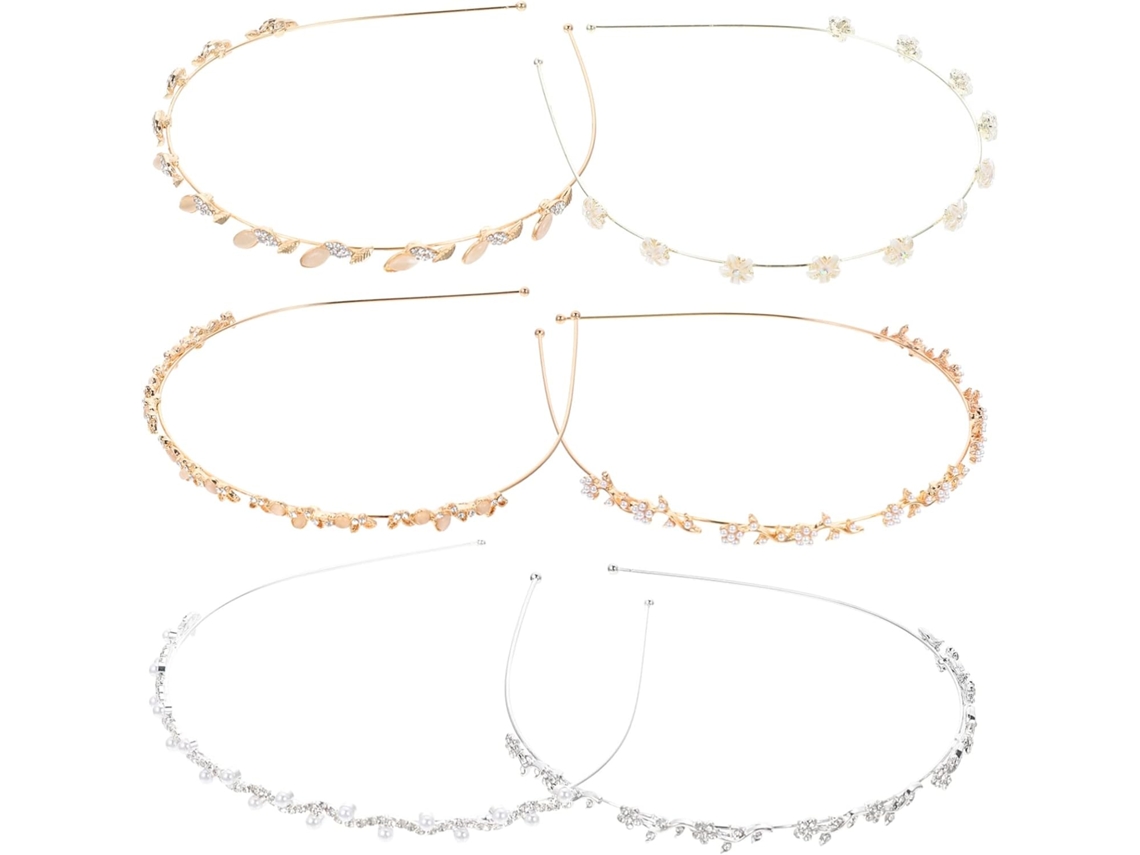 Conjunto De 6 Tiaras De Pérolas Com Strass Para Casamento, Acessórios De Cabelo Elegantes Para Mulheres E Meninas.