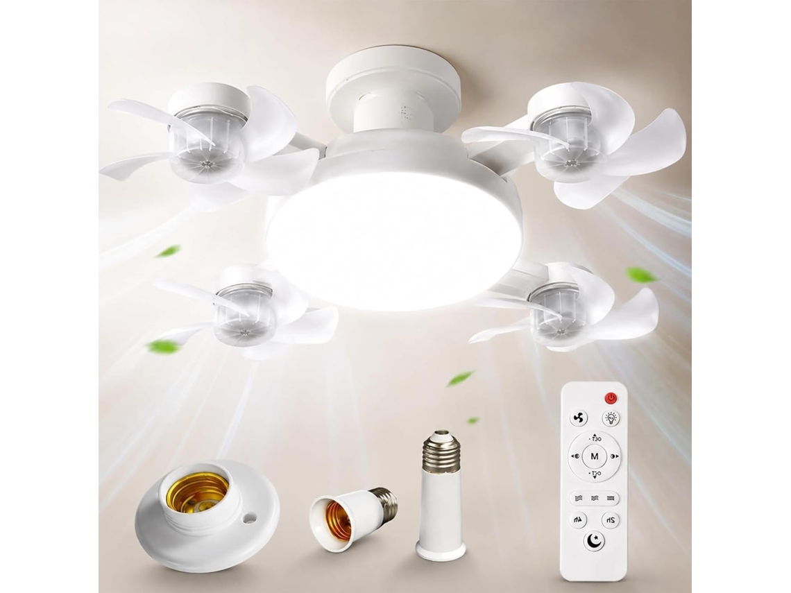 Ventilador De Teto Com Luz E Soquete E27, Led Silencioso 2 Em 1