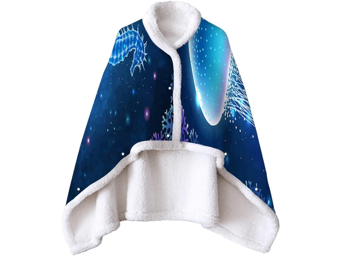 Manta de Lã Sherpa Fansu Grossa Macia Estampada com Botões em Microfibra Ideal para o Inverno Adultos e Crianç