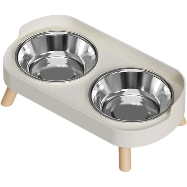 Tigela Elevada para Animais de Estimação, Duplas de Aço Inoxidável com Suporte, para Comida e Água AQUAFORGE