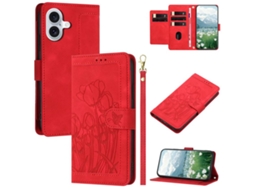 Capa Para Iphone 17 Em Couro Com Tulipas E Cordão.