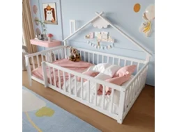 Cama De Berço Pinho Branco 90x190 Cm Com Guarda-barra E Fechadura