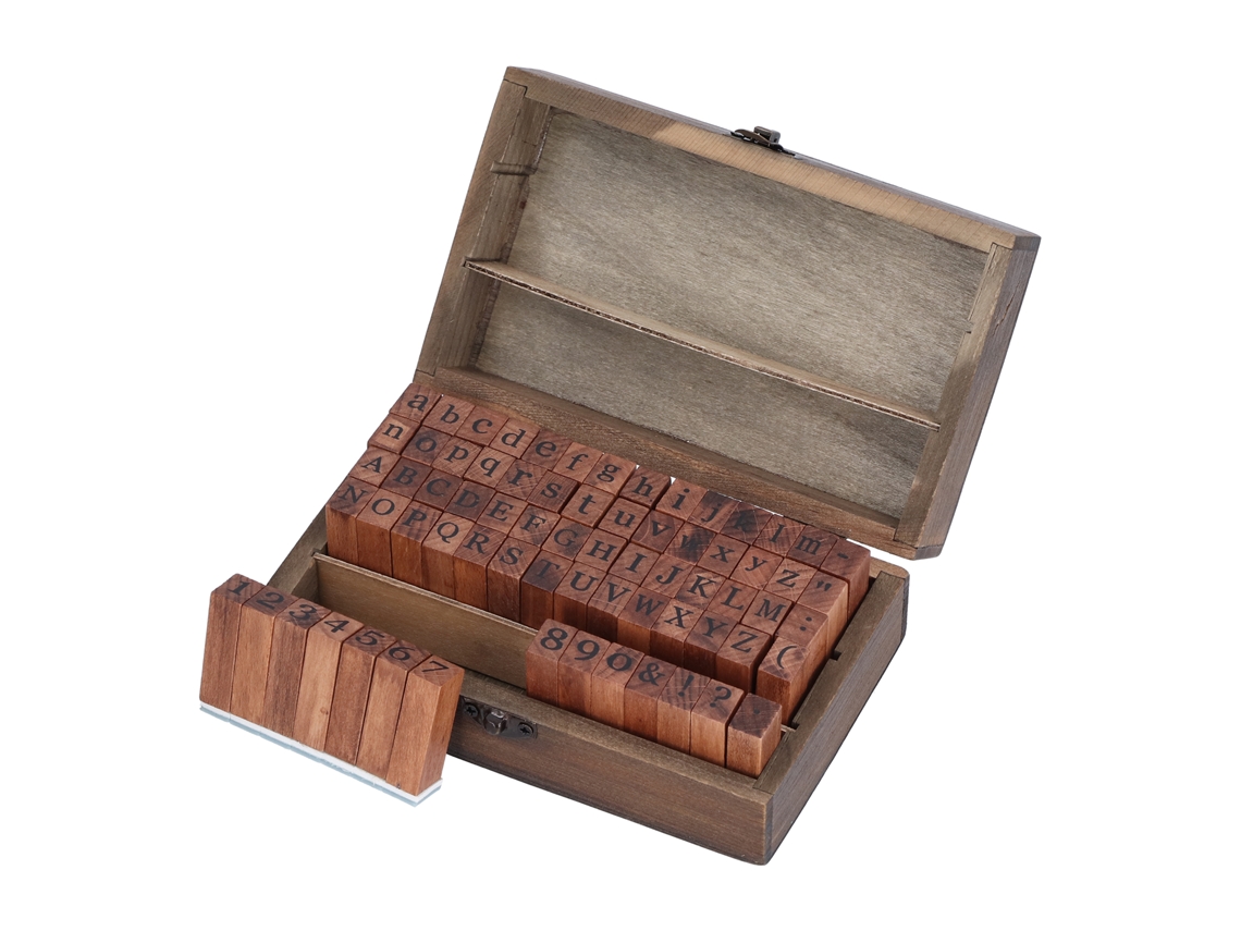 Conjunto de Carimbos de Borracha em Madeira LAXISCREED