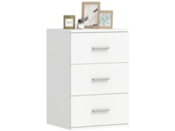 Criado mudo 3 com Gavetas. Cômoda Lateral para o Quarto. Mdf. Branco