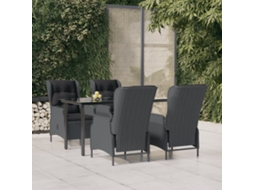 Vidaxl 5 Pcs Conjunto De Jantar P/ Jardim Vime Pe Cinzento-escuro